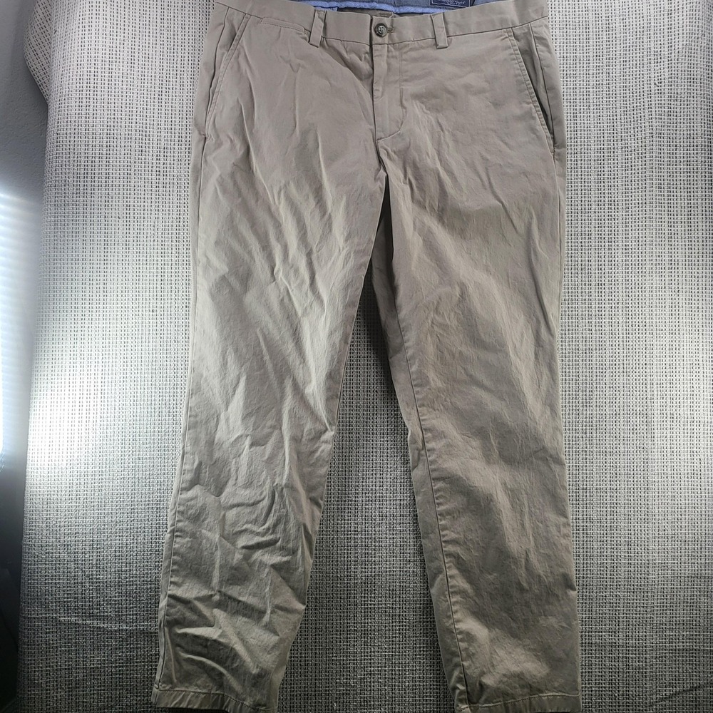Vineyard Vines Pants Mens 36x30 Beige Chino Casual Flat Front Straight Leg Khaki - Picture 2 of 7
